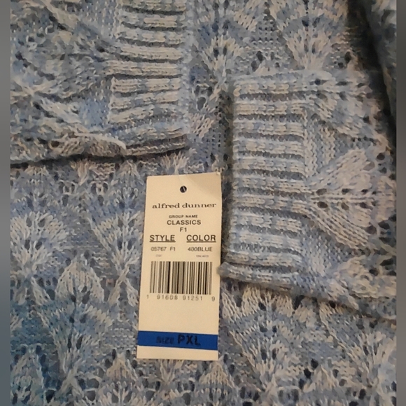 NWT alfred dunner Classic Blue Scarf Sweater, Petite size PXL, Long sleeve - Picture 7 of 7